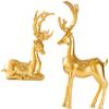 1 Pair Resin Deer Sculpture Deer Figurines Animal Deer Statue Abstract Lucky Deer Ornament for Christmas TV Stand Bookshelf Decor - Gold view 3