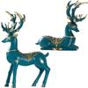 1 Pair Resin Deer Sculpture Deer Figurines Animal Deer Statue Abstract Lucky Deer Ornament for Christmas TV Stand Bookshelf Decor - Dark Blue view 3