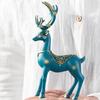1 Pair Resin Deer Sculpture Deer Figurines Animal Deer Statue Abstract Lucky Deer Ornament for Christmas TV Stand Bookshelf Decor - Dark Blue view 4
