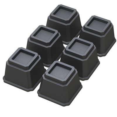 Whynonap Bed Risers 4 Inch Heavy Duty Bed Elevators, Set of 6 Lifts Up 3,000 lbs Furniture Riser for Sofa and Table, Black