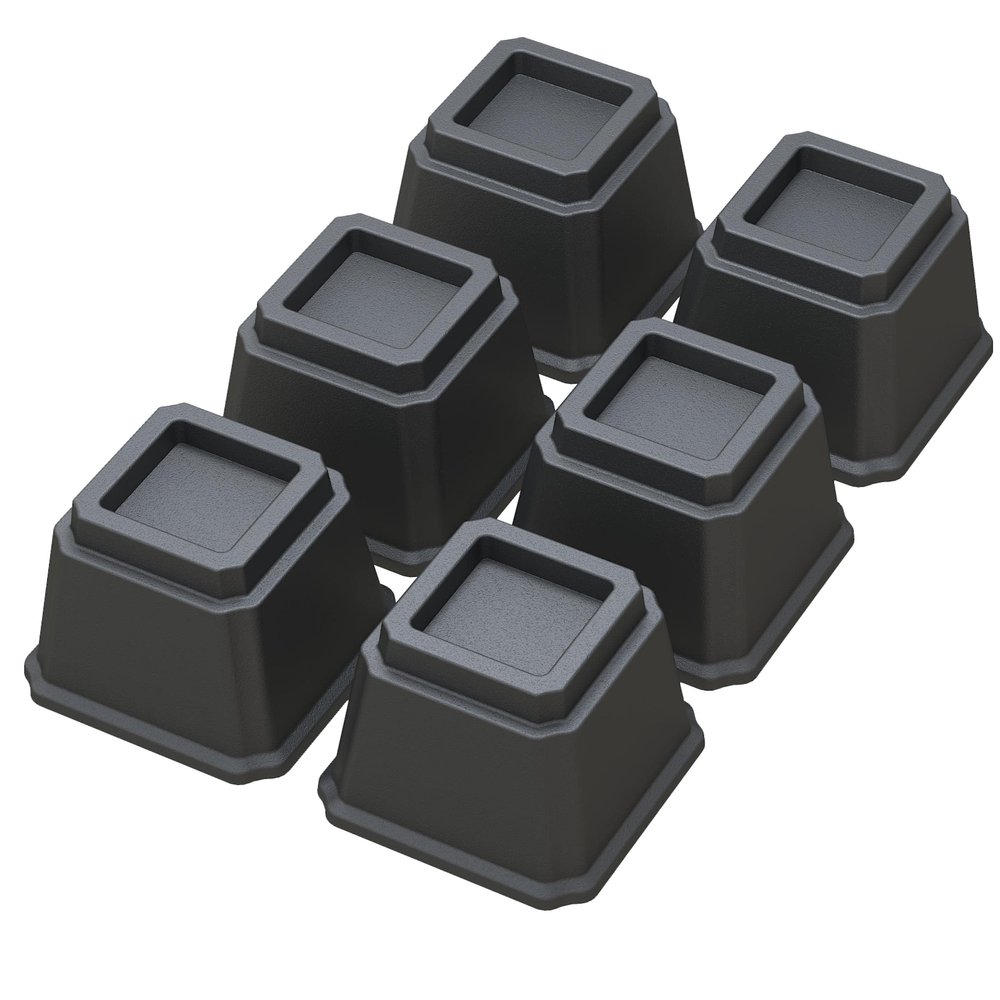 Whynonap Bed Risers 4 Inch Heavy Duty Bed Elevators, Set of 6 Lifts Up 3,000 lbs Furniture Riser for Sofa and Table, Black