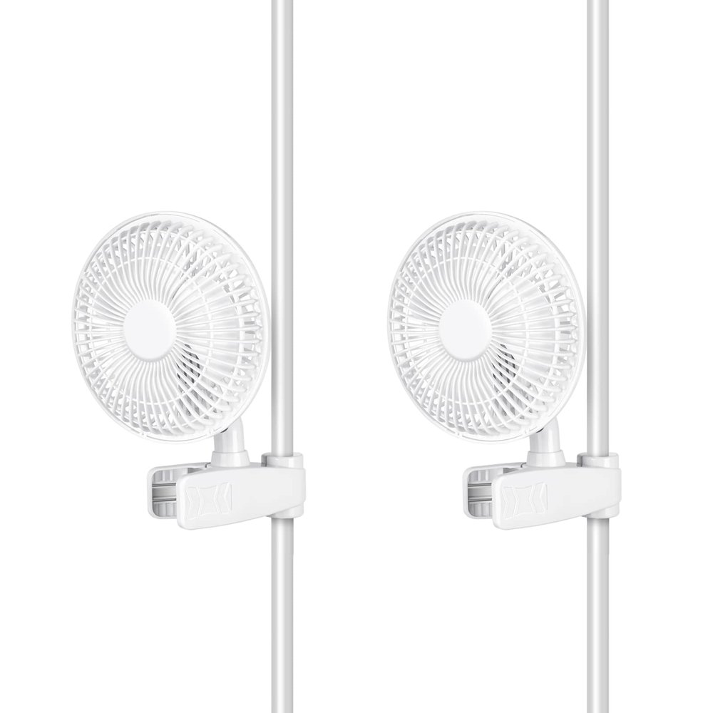 Simple Deluxe Clip Fan, 6-Inch Grow Tent Fan, Monkey Fan, Adjustable 90 Angles, 15W, 2-Speeds Control, 2 Pack