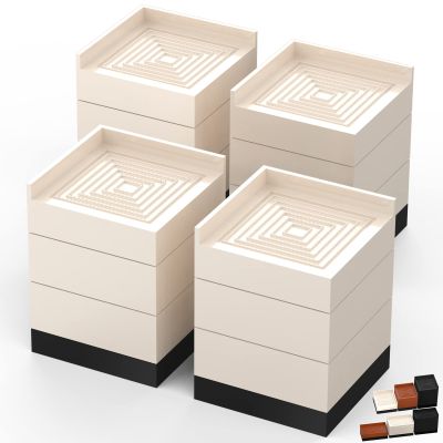 Furniture Risers, Tclouda Bed/Sofa/Desk/Table/Chair Leg/Fridge Lifts to 1.5, 3 and 4 in, Square Adjustable Risers Blocks for Extenders, Heavy Duty Supports Up to 1300 Lbs, 4 in-Apricot-Square