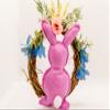 Easter Bunny Wreath Decorations with Blue, Yellow, Pink and Purple Bunnies, Spring Floral branches on Grapevine Wreath for Kitchen Cabinets and Dining Chairs - Set of 4 view 1