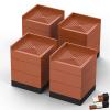 Furniture Risers, Tclouda Bed/Sofa/Desk/Table/Chair Leg/Fridge Lifts to 1.5, 3 and 4 in, Square Adjustable Risers Blocks for Extenders, Heavy Duty Supports Up to 1300 Lbs, 4 in-Brown-Square view 1
