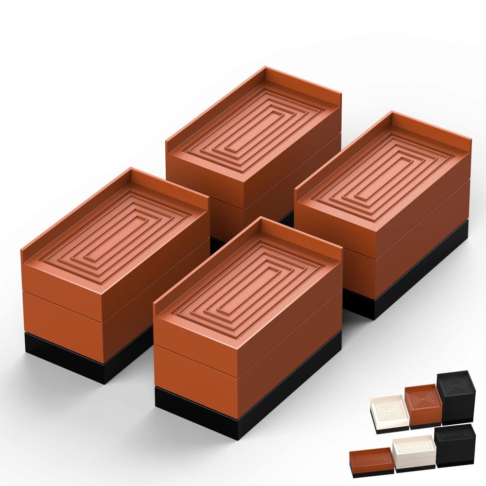 Furniture Risers, Tclouda Bed/Sofa/Desk/Table/Chair Leg/Fridge Lifts to 1.5, 3 and 4 in, Rectangle Adjustable Risers Blocks for Extenders, Heavy Duty Supports Up to 1300 Lbs, 3 in-Brown-Rectangle