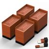 Furniture Risers, Tclouda Bed/Sofa/Desk/Table/Chair Leg/Fridge Lifts to 1.5, 3 and 4 in, Rectangle Adjustable Risers Blocks for Extenders, Heavy Duty Supports Up to 1300 Lbs, 4 in-Brown-Rectangle view 1