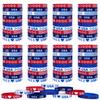 JAKADYUKS 100Pcs American Flag Silicone Bracelets, Fourth 4th of July Party Accessories USA Veterans Day Memorial Day Patriotic Wristband, Red White and Blue Party Favors School Gifts view 1