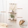 ANROYE 2 Tier Macrame Boho Wall Hanging Shelf, Handmade Bohemian Wooden Woven Plant Floating Shelves Decor, Decorative Chic Organizer for Bathroom Women Bedroom Girl Nursery Storage view 2