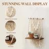 ANROYE Single Tier Macrame Boho Wall Hanging Shelf, Handmade Bohemian Wooden Woven Plants Floating Shelves Decor, Mini Chic Organizer for Bathroom Bedroom Western Home Nursery Storage Gift view 2