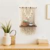 ANROYE Single Tier Macrame Boho Wall Hanging Shelf, Handmade Bohemian Wooden Woven Plants Floating Shelves Decor, Mini Chic Organizer for Bathroom Bedroom Western Home Nursery Storage Gift view 3