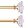 2 Pack Curtain Drapery RodAcrylic Square Finials Curtain Rod3/4" Diameter Single Deorative Curtain Rod, Adjustable Length from 48 to 84 Inches Gold view 1