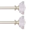 2 Pack Curtain Drapery RodAcrylic Square Finials Curtain Rod3/4" Diameter Single Deorative Curtain Rod, Adjustable Length from 48 to 84 Inches Nickel view 1