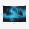 EMMTEEY Blue Aesthetic Tapestry Moonlight Shine Dark Natural Scene with Reflection of in the Water Neon Blue Tree Tapestry 60X50 Tapestry Dorm Tapestry view 2