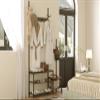CharaVector Hall Tree Coat Rack Shoe Bench, Industrial Design, 3-in-1, Rustic Brown view 2