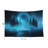 EMMTEEY Enchanted Forest Tapestry Moonlight Shine Dark Natural Scene with Reflection of in the Water Neon Blue 92.5X70.9 Tapestry view 2