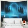 EMMTEEY Enchanted Forest Tapestry Moonlight Shine Dark Natural Scene with Reflection of in the Water Neon Blue 92.5X70.9 Tapestry view 4