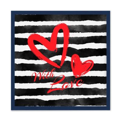 Wooden Sandwich Board Valentine's Day My Love Sign 12" x 12" Rustic Wood Picture Frame Sign - Dark Navy Blue