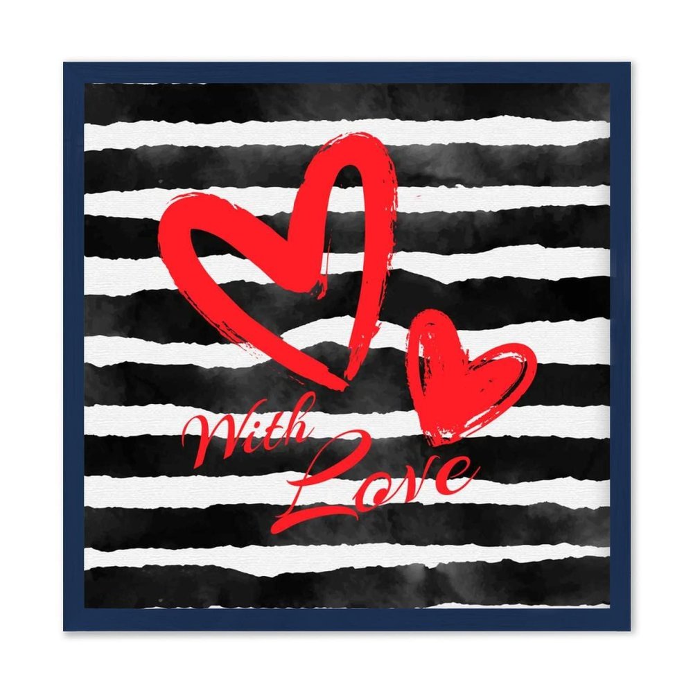 Wooden Sandwich Board Valentine's Day My Love Sign 12" x 12" Rustic Wood Picture Frame Sign - Dark Navy Blue