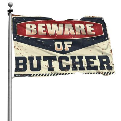 Abipuir Flags For Girls Room Beware of Butcher Flag Funny Flags (Size : 152X244CM)
