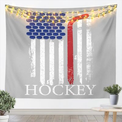 Hockey Tapestry Abstract Stripes Wall Hanging for Kids Teen Girls Boys Room Decor,Ball Sports Game Wall Blanket Tapestries Grey Wall Art Hanging, Small 51.2 x 59.1 Inches
