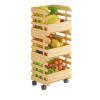 G.a HOMEFAVOR Bamboo Fruit Basket Stand, Potato and Onion Storage Cart, 3-Tier Fruit Basket with Wheels, Vegetable Storage for Kitchen Floor (Self-assembly) view 2