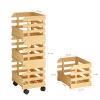 G.a HOMEFAVOR Bamboo Fruit Basket Stand, Potato and Onion Storage Cart, 3-Tier Fruit Basket with Wheels, Vegetable Storage for Kitchen Floor (Self-assembly) view 3