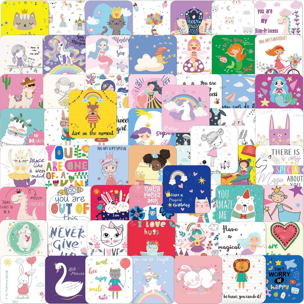 Teling 120 Pieces Lunch Box Notes Cute Lunchbox Notes Inspirational Motivational Lunch Boxes Cards Funny Encouragement Notebook for Lunchbox Accessories, 60 Style