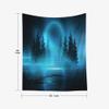 EMMTEEY Misty Forest Tapestry Moonlight Shine Dark Natural Scene with Reflection of in the Water Neon Blue Tapestry Wall Art 50X60 Tapestry view 2