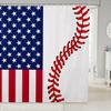 American Flag Shower Curtains,Abstract Baseball Bathroom Curtains for Kids Teens Adult,Ball Games Waterproof Bath Curtains,with 12 Hooks Suits for Bathtub, 72" W x 78" L,Red and White view 1