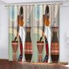 Abstract African Woman Blackout Curtains, Tribal Ethnic 3D Printed Drapes, 2 Panels Window Curtains, Thermal Insulated Drapes Darkening Window Curtain for Bedroom Living Room 63" W x 45" L view 1