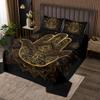 Gold Hamsa Hand Bedspread King Size,Black Gold Mandala Coverlet Set 3pcs for Kids Teens Boys Room Decor, Lucky Hand of Fatima Quilted Coverlet Boho Bedding Quilt with 2 Pillowcases view 1