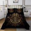 Gold Hamsa Hand Bedspread King Size,Black Gold Mandala Coverlet Set 3pcs for Kids Teens Boys Room Decor, Lucky Hand of Fatima Quilted Coverlet Boho Bedding Quilt with 2 Pillowcases view 2