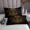 Gold Hamsa Hand Bedspread King Size,Black Gold Mandala Coverlet Set 3pcs for Kids Teens Boys Room Decor, Lucky Hand of Fatima Quilted Coverlet Boho Bedding Quilt with 2 Pillowcases view 4