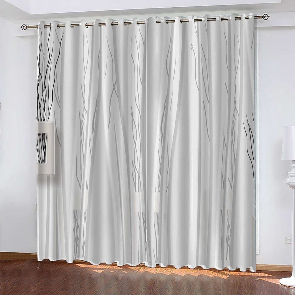 Abstract Trees Art Blackout Curtains, Branches 3D Printed Drapes, 2 Panels Window Curtains, Thermal Insulated Drapes Darkening Window Curtain for Bedroom Living Room 52" W x 84" L