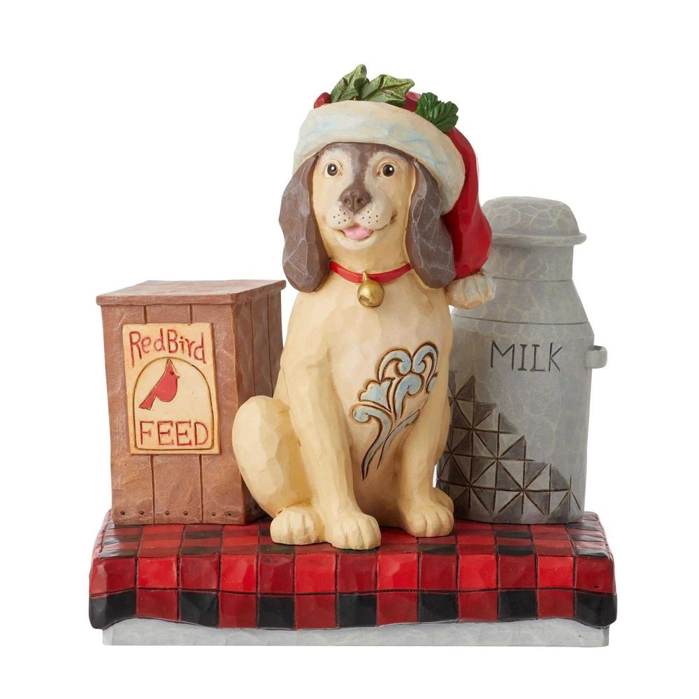 Enesco Country Living by Jim Shore Country Dog Milk Pail, Figurine, 5.25 inch-Height