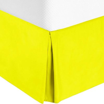 1 Pc Box Quadruple Pleated California King Size Bed Skirt 72'' x 84'' Easy Fit Yellow 19 Inches Tailored Drop 1000 Series Cotton California King