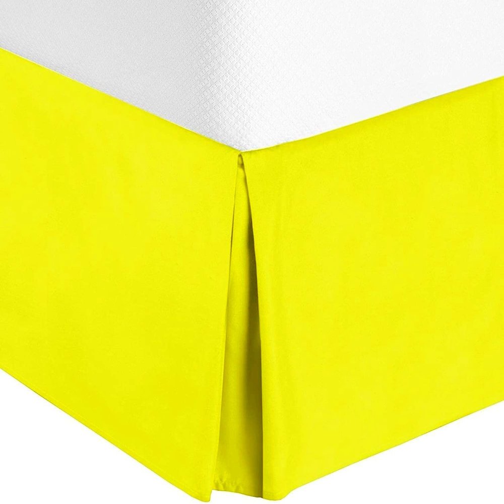 1 Pc Box Quadruple Pleated California King Size Bed Skirt 72'' x 84'' Easy Fit Yellow 19 Inches Tailored Drop 1000 Series Cotton California King