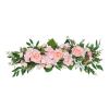 MISNODE 25.6 Inch Artificial Rose Flower Swag, Wedding Arch Flowers, Rose Decorative Floral Swag for Lintel, Green Leaves Flower Garland for Wedding Home Garden Door Decor (Pink) view 1