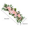 MISNODE 25.6 Inch Artificial Rose Flower Swag, Wedding Arch Flowers, Rose Decorative Floral Swag for Lintel, Green Leaves Flower Garland for Wedding Home Garden Door Decor (Pink) view 3