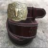 JIARY Mens Belts,Vintage Western Cowboy Cowgirl Leather Belt Bull Horn Buckle,Brown,110CM/43.3'' view 3