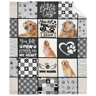 Lynnezilla Personalized Pet Memorial Throw Blanket - Custom With Name 40"x50" - Remembrance Gifts for Dogs, Cats, Pets Lovers - In Loving Memory Blankets