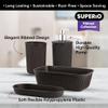Superio Ribbed Collection - Decorative Plastic Bathroom Accessories Set, Brown (Set of 4) Soap Dish, Liquid Dispenser, Toothbrush Holder Cup, Vanity Organizer Tray Bathroom Countertop Decor Gift view 3