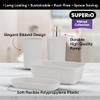 Superio Ribbed Collection - Decorative Plastic Bathroom Accessories Set, White Smoke (Set of 4) Soap Dish, Liquid Dispenser, Toothbrush Holder Cup, Vanity Organizer Tray - Bathroom Decor Gift view 3