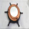 24 Inches Wooden Black Ship Wheel Porthole Mirror Pirate Boat Mirror view 1