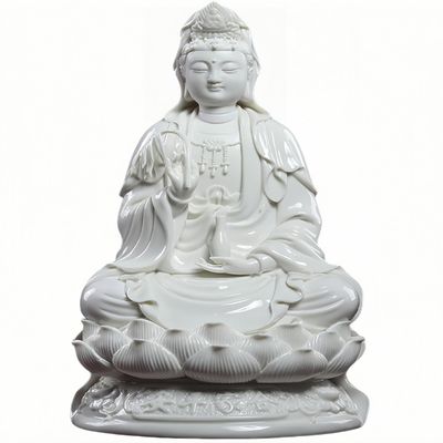 Getrelax Guan Yin Statue on Lotus - Buddhist Avalokiteshvara Kuanyin/Buddhism Quan Yin - Best Chinese Feng Shui Gifts (11 Inch, White)
