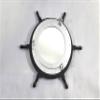24 Inches Wooden Black Ship Wheel Porthole Silver Finish Mirror Pirate Boat Mirror view 1