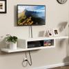 ChooChoo Wall Mounted TV Stand, Media Console Stand, 60 TV Storage Shelf, Floating TV Stand Entertainment Shelf for Living Room, Bedroom, White view 1