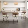 Amisco Quinton 26 in. Swivel Counter Stool - Cream Boucl Polyester/Light Brown Wood/Dark Brown Metal view 2