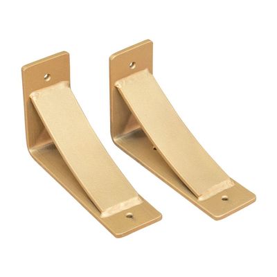 Rustic Red Door Co. Steel Heavy Duty Triangle Support Floating Shelf Bracket - Strong - DIY Rustic Shelving Brackets (Pack of 2) (5"x8"x2.5", Sun Gold)